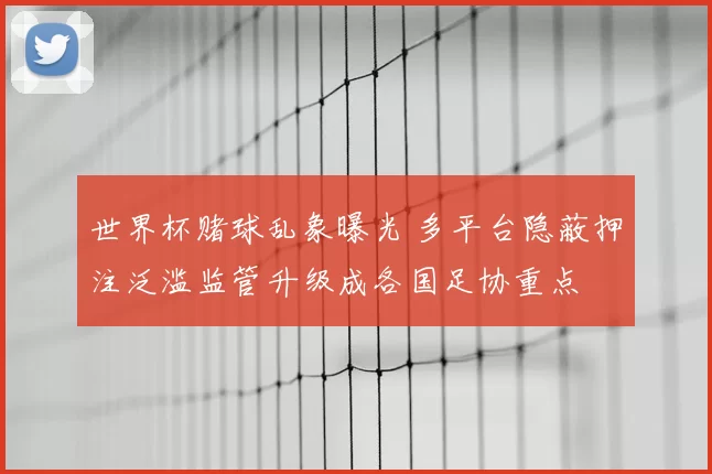 世界杯赌球乱象曝光 多平台隐蔽押注泛滥监管升级成各国足协重点